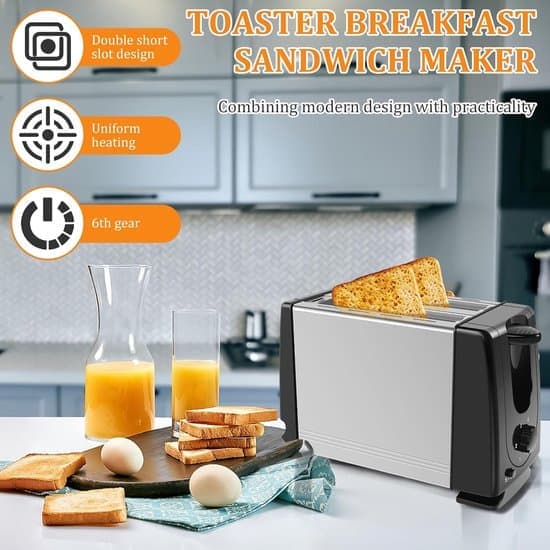 Toasters - 2-Slice Toaster - 6 Browning Settings - Extra Wide Slots - For Bagels and Croissants