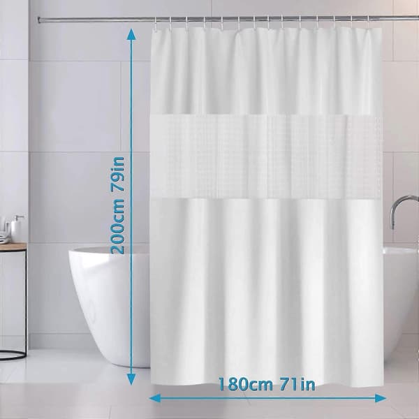 Duschdraperi 200x180cm Halvtransparent Vattentätt EVA Badrumsdraperi för Badrum - Vit