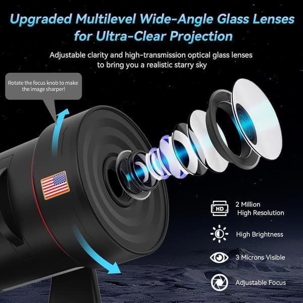 2026 Upgraded Star Projector, Planetarium Galaxy Projector for Bedroom Ceiling, Starry Sky Night Light 360 Rotating Nebula with Adjustable Knob and Ti