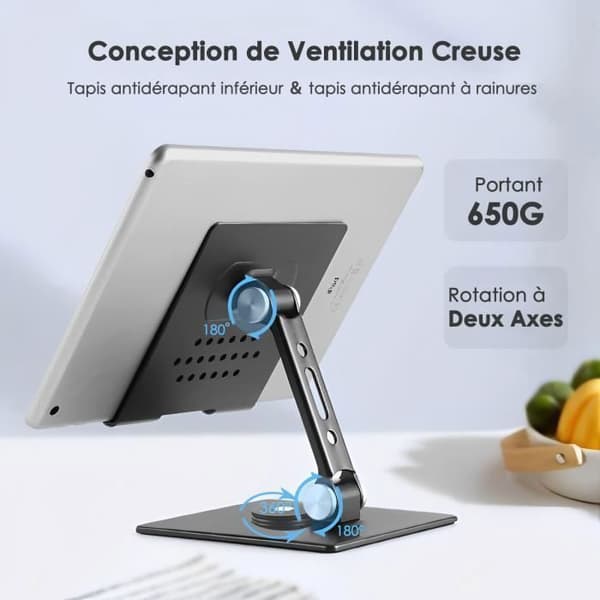 Tabletstativ, 360° roterende foldbart iPad-stativ, skrivebordsstativ til iPad Air/Mini, Kindle (4-16 tommer), telefoner