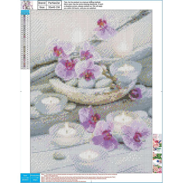 DIY 5D Diamantmålningssats - Blommor - Diamantmålning Slott Full Rhinestone för Hem, Vägg och Entré Dekorationer - 30 x 40 cm