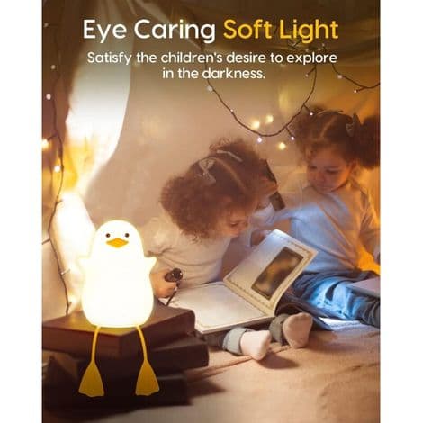 Silicone Duck Night Light with Dimmable LED Touch Control - USB Rechargeable Night Lamp for Kids Room with Timer