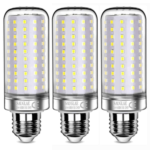 26W LED-lampor, motsvarande 200W, 3000Lm, 6000K Kallvit, E27, 3-pack