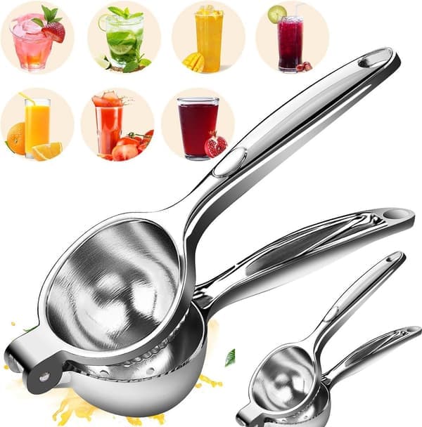 Manuel Juicer, Multifunktionel Juicer, Citronpresser, 2-pak, Til Citroner, Appelsiner & Mere, Rustfri Citruspresser, Limepresser