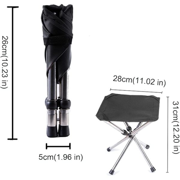 Bärbar campingstol, hopfällbar campingpall, hopfällbara campingstolar, minipållbar hopfällbar stol, liten hopfällbar campingstol i aluminium, för resor och vandring