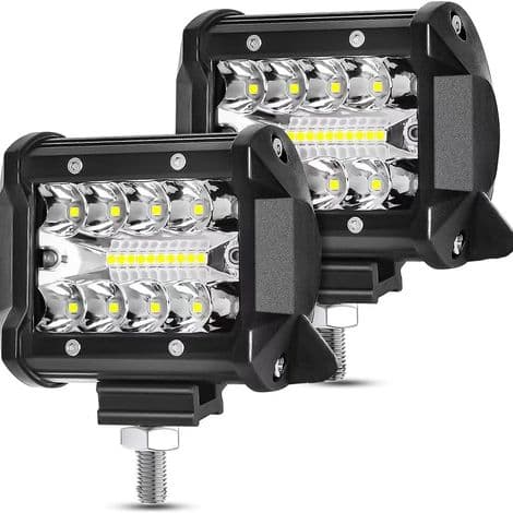 Sett med 2 LED-lysstenger, 10,2 cm, 60 W, tåkelys, vanntette, for lastebil, båt, ATV, UTV, SUV