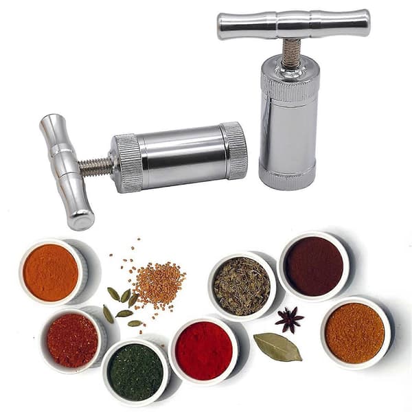 Ginger Press Ergonomic Handle Detachable High Strength Leak-proof Easy to Squeeze Versatile Zinc Alloy T-Shaped Garlic Press Tool Silver