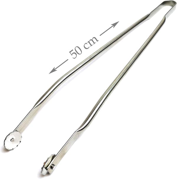 Stora multifunktionella grilltänger i rostfritt stål med hjul, storlek 50 cm