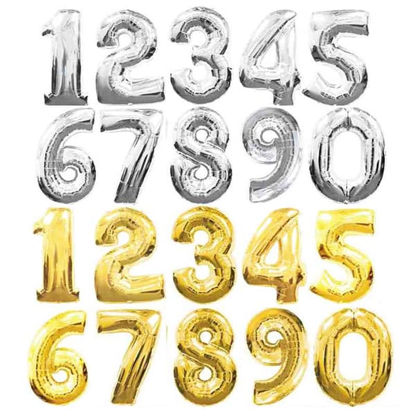 Ballonger Siffror 0-9 | Silver Guld - 9