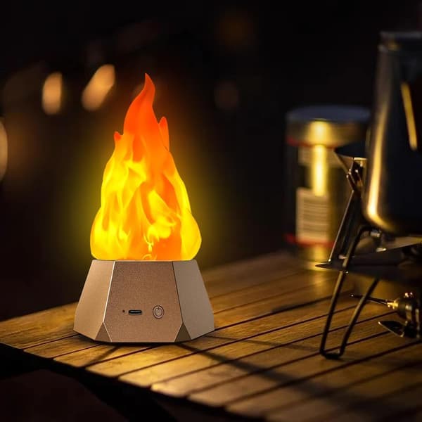 USB oppladbar LED-lampe med flammeeffekt og 3 lysmoduser