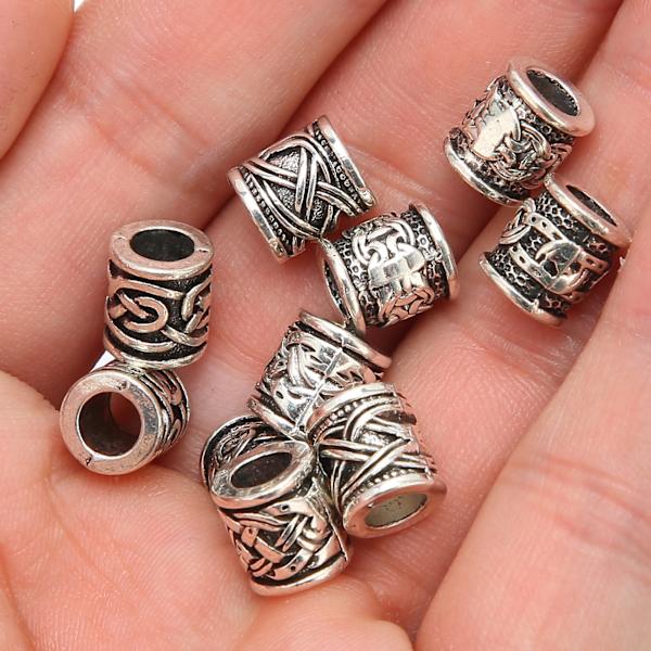10 st Viking skäggpärlor i legering, antika nordiska dreadlockspärlor för skägg, hår, gör-det-själv-armband, halsband