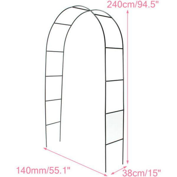 Hållbar trädgårdsbåge 240x140x38cm för klätterväxter Bröllop