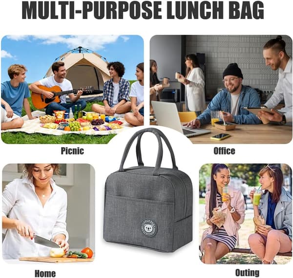 Ny bærbar isolert matboks/kjølebag (grå) 23*21*13cm gray