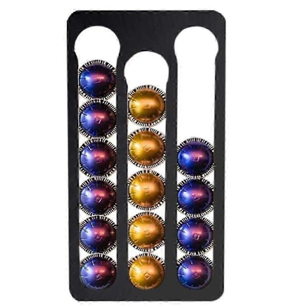 Coffee Pod Holder for Vertuo Pods, Wall Mounted Coffee Capsule Storage Rack, Capacity: 17, Black