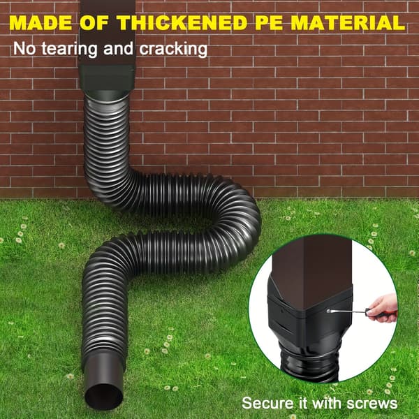 Binazon Plastic Downspout Extensions - Fleksibel Tagrendekontakt, 1-pak, Udvidbar 21-62 Tommer, Passer til 4\" x 3\" Nedløbsrør til Regnvand Sort Black 1pc