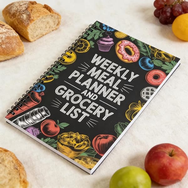Meal Planner | 100 Pages Spiral Bound Schedule Journal Organizer | Meal Prep Notebook with Shopping Lists -.