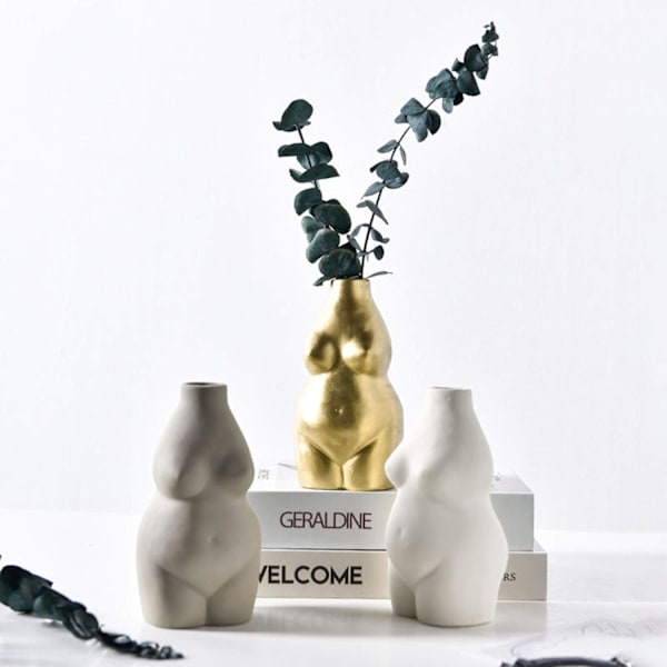Kvinnlig kropp Vas Art Design Keramisk Blomkruka Kvinna Torso Staty Liten Vas Rökelsehållare för Hemmakontorsdekoration Boho Dekor