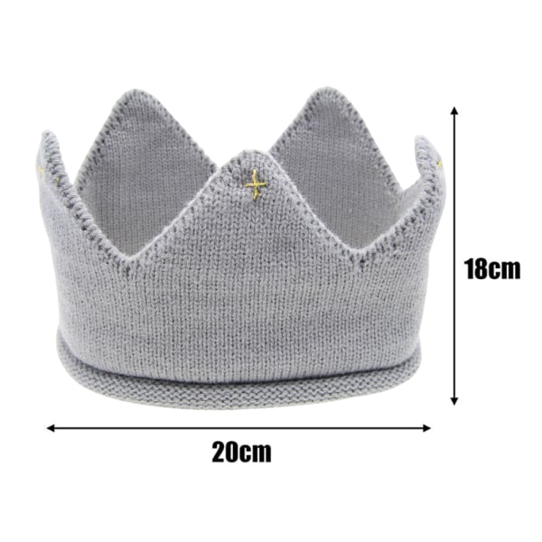 1 st Baby Boy & Girl Födelsedagsfest Stickad Krona Pannband Stickad Toddler Stickad Virkad Cap Gul