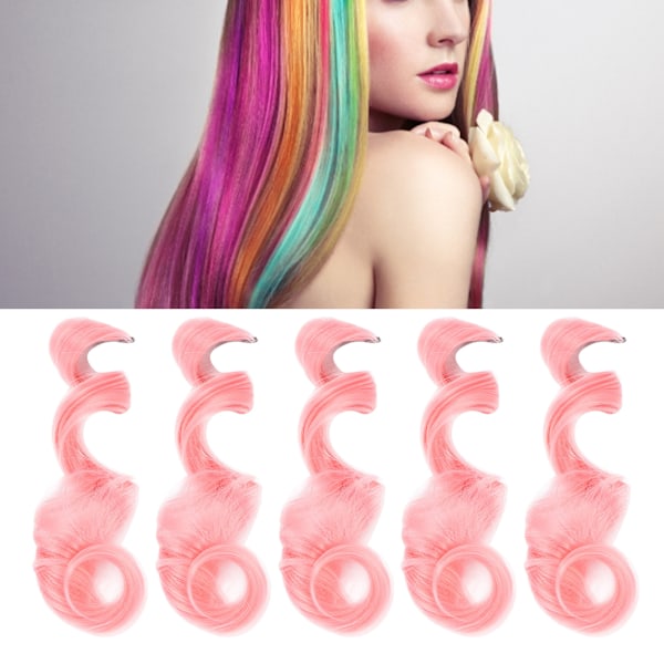 5 st Clip in Hairpiece Färgad Hairpiece Clip Hair Extension Hairpiece för Cosplay PartySakura Rosa