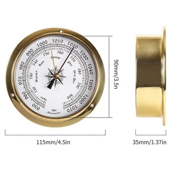 Termometer och hygrometer, testare kopparhölje marin för väggmontering båtanvändning, 115 mm