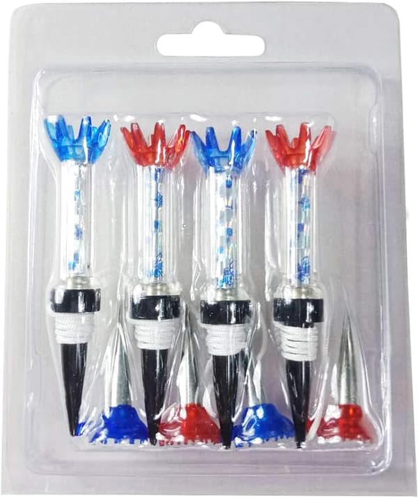 Lågfriktions återanvändbar golfmagnetpeg, 3 tum (80 mm), 4-pack, blå, röd