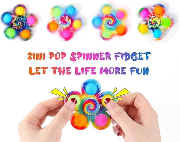Pop Fidget Spinner Leksaker 4-pack, Party Favor Pop Fidget Leksak Bulk Pack, Bubble Sensoriska Leksaker Set för Barn, Enkla Pop Fidget Spinners ADHD