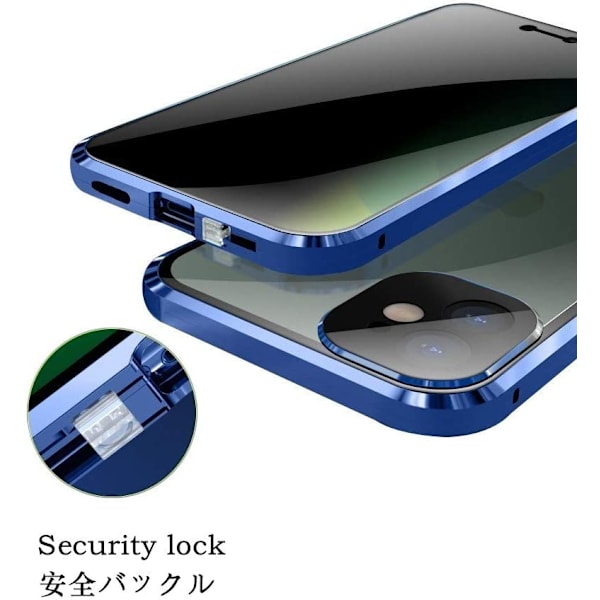 Anti Peeping Case för iPhone 12 Pro Max, Sekretesshärdat Glas