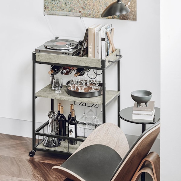SoBuy Serveringsvagnar med Brickstativ köksvagnar FKW56-HG Grey Grey