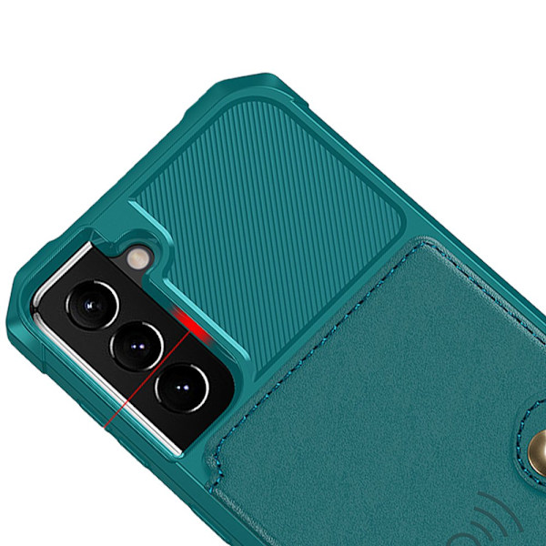 Effektfullt Skal med Kortfack - Samsung Galaxy S22 Blå Blå