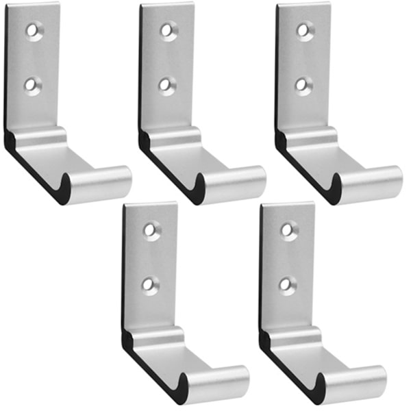 5 ställbara väggkrokar Klädkrokar 90 ° Fällbar Solid Aluminiumkrok Stativ med rostfria skruvar Lämplig för kapprum,