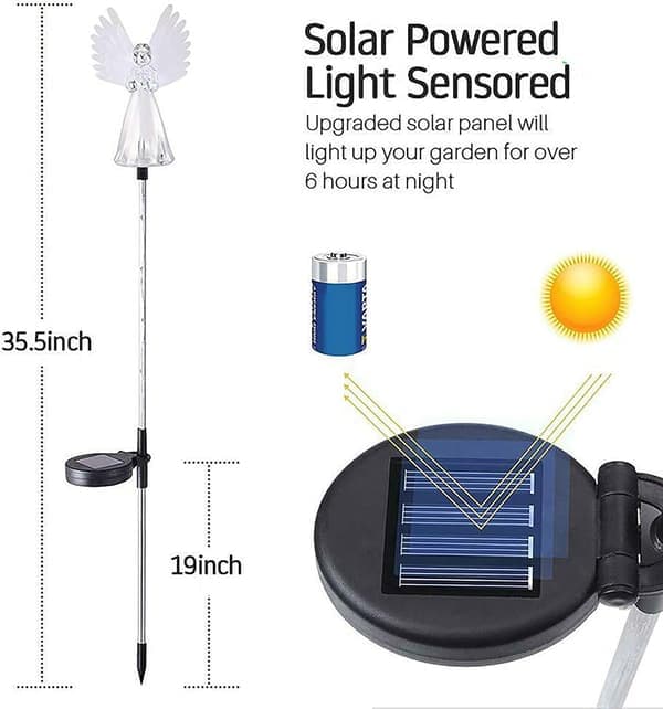 Solar englelys udendørs, havegaver stavlys udendørs, have