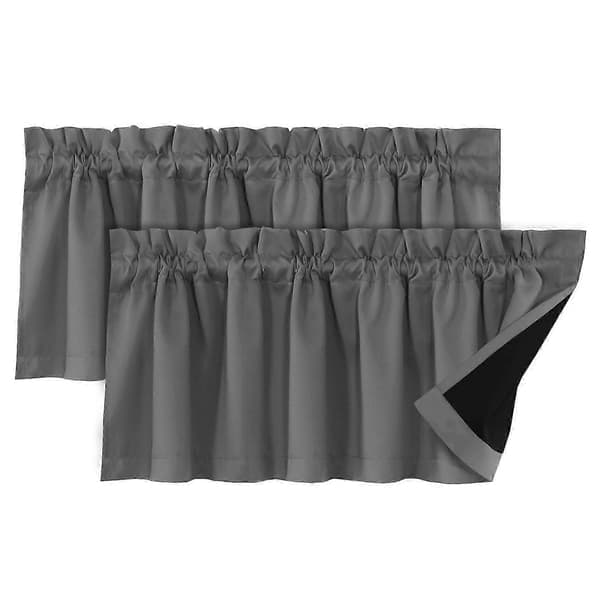 2 Gardiner Kappe Lysblokkerende Moderne Elegant Solid Svart Belegg Stue Soverom Vindusdeksler Hjemmeinnredning Kaesi Grå Grey