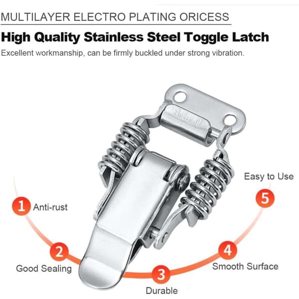 PCS Stainless Steel Spring Latch Toggle Clamp Lever Latch for Suitcase, Drawer Toolbox Medical Box
