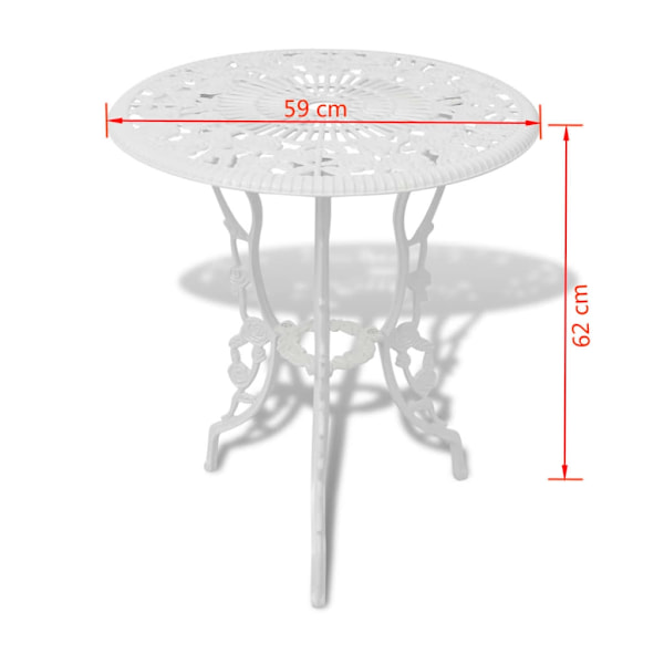 vidaXL Bistroset tre delar gjuten aluminium vit Vit