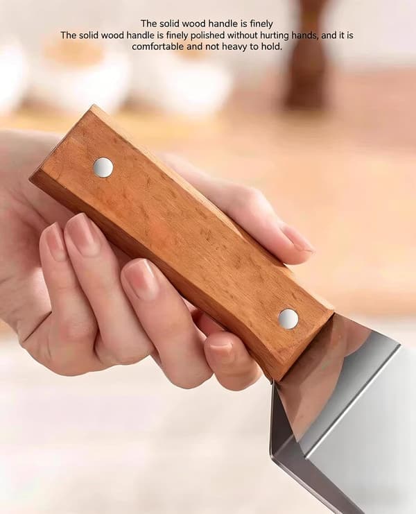 Stainless Steel Watermelon Slicer, Triangular Melon Splitter, Multifunctional Fruit Tool with Wooden Handle, Summer Kitchen Utensil