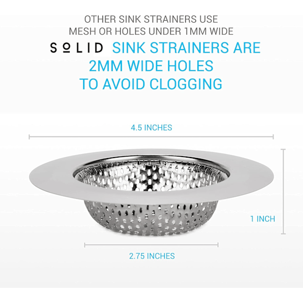 2-pack diskho sil matfångare 11,4 cm diameter, bred kant perfekt för de flesta diskhoar, anti-igensättande mikroperforeringshål, rostfri