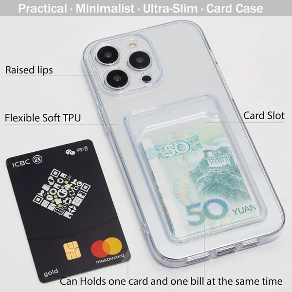 1SWEDEN deksel til iPhone 11 Pro - mobildeksel kortholder spor TPU Transparent transparent