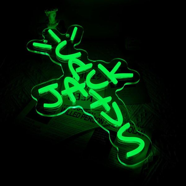 IC Cactus Jack Neonljusskylt Gröna Ord Neonljusskylt Väggkonst Neonljus För Rap Pratar West Coast Light Up Hängskylt för Sovrum Hem Bar Pub Fest
