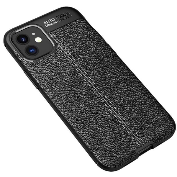 iPhone 13 Stöttåligt & Stötdämpande Skal LeatherBack Svart