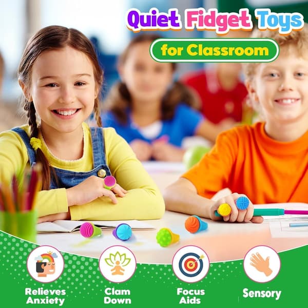Fidget Toys Sensoriske Ringe til Børn: 18-pak Teksturerede Spinnerringe til Angstlindring - Sensorisk Legetøj til Autisme ADHD Særlige Behov Klasseværelse