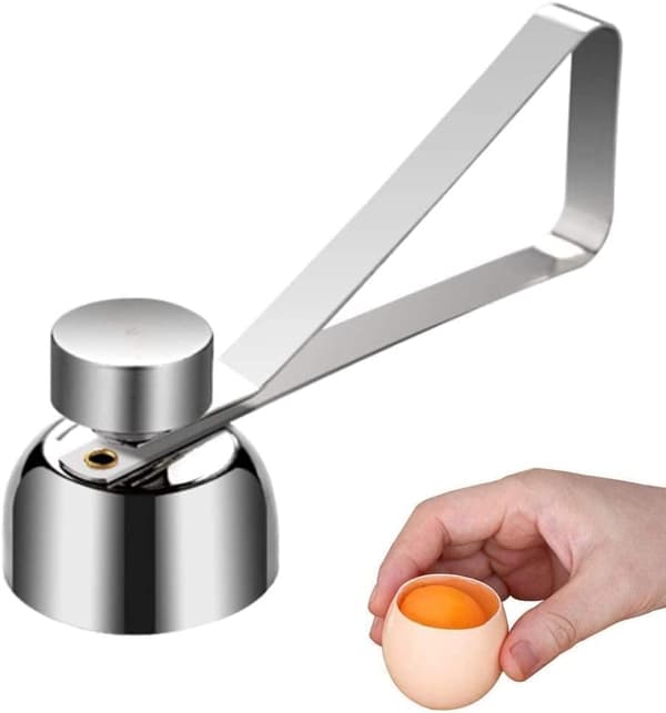 Egg Cracker Topper, Eggåpner Eggeskallkutter Kjøkken. Perfekt mykkokt eggkutter for rå/myke hardkokte egg sølv