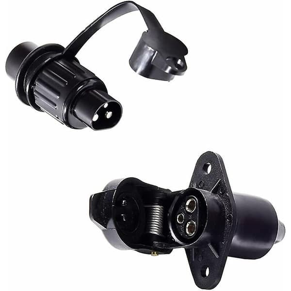 Pin Socket and 3-Pin Plug, for 12V Trailer Waterproof 3-Pin Plug Male Female Connector, 3-Pin Socket, (1pc) Cisea