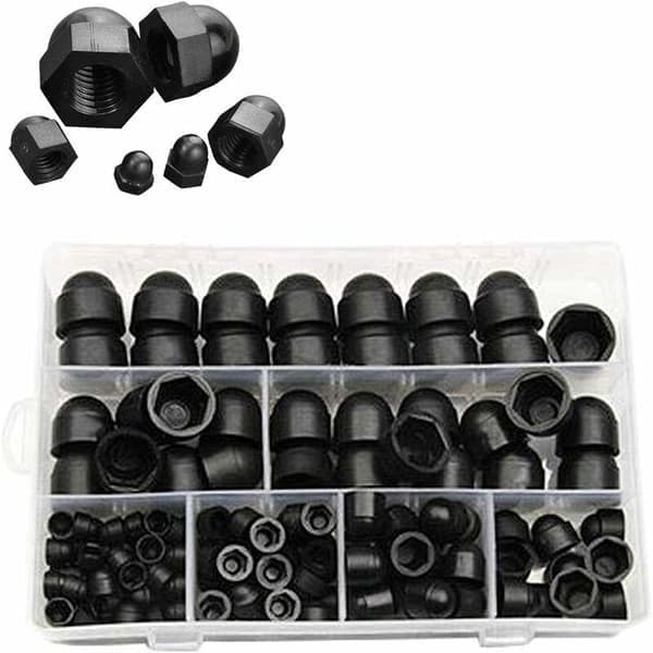 145 st plastbultskydd, täckmutter bouon mutter hexagonal svart hexagonal täckskruvskydd m4 m5 m6 m10 m12 m12
