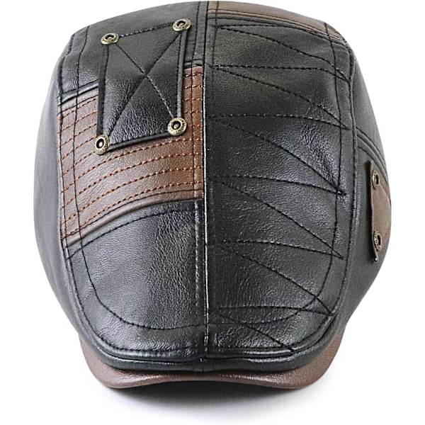 Herr Ivy Cap PU Läder Justerbara Kepsar Klassisk Golf Flat Cap Gatsby Körning Fiskehatt