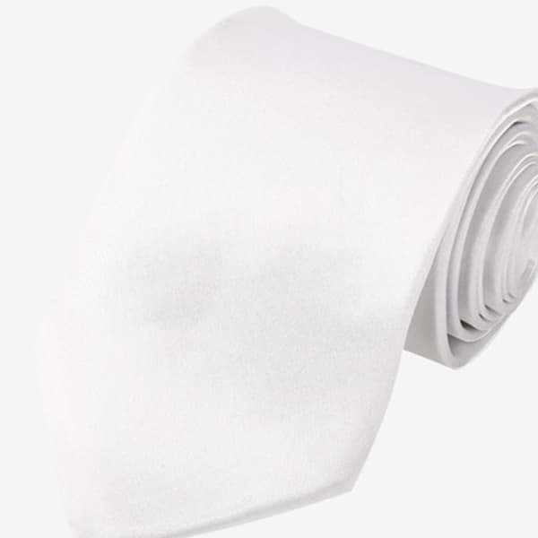 Klassisk herreslips, hvit, 8 cm