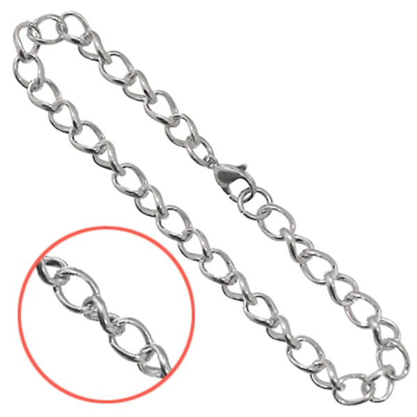 Kedjearmband av rostfritt kirurgiskt stål, 6x8mm länkar, 1st silver