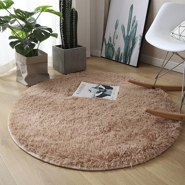 Fluffig ullmatta vardagsrumsmatta fuskpäls rund matta barnrum grå 40*40cm grå Gray