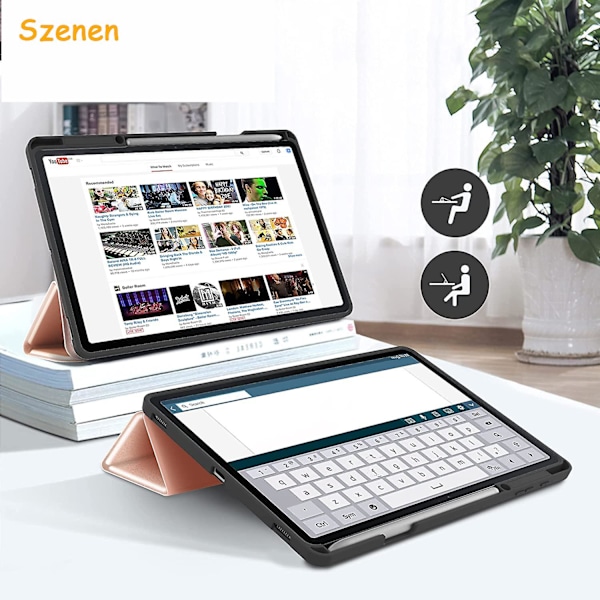 -hlle Kompatibel med Samsung Galaxy Tab S7 FE 12.4 5G / S8+ Plus 5G 2022 / S7+ Plus 12.4 - Ultra DNN med Stativfunktion Slim PU Läder Passar