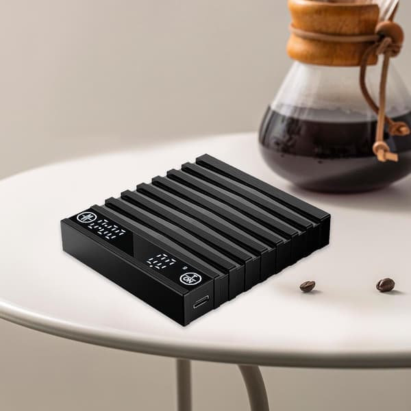 Mini Espresso Vægt med Timer - USB Genopladelig Digital Kaffevægt 8.5x9.5x2cm til Pour Over, Professionel & Kompakt (Sort) sort