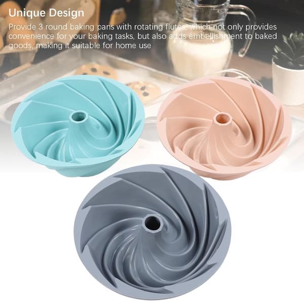 Tre-delt kakeform, silikonform, non-stick kakeform, riflet brødform for baking av smultringer, muffins, kjeks, kaker og puddinger.